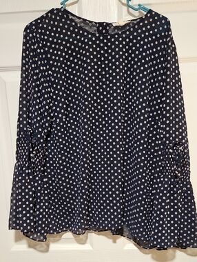 Current Air Navy Polka Dot Blouse